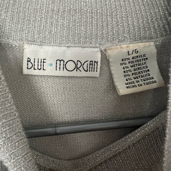 Blue Morgan sweater sparkly ombré silver grey glitter fall winter knitted top - Picture 5 of 5